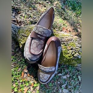 Coach Signature Brown and Cream Loafers